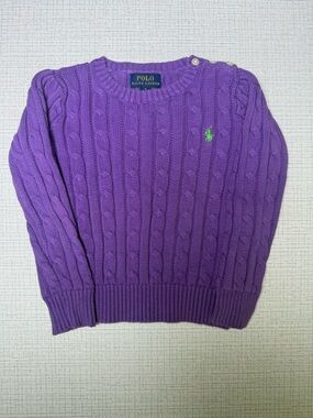Polo by Ralph Lauren Purple Cable Knit Sweater with Green Logo